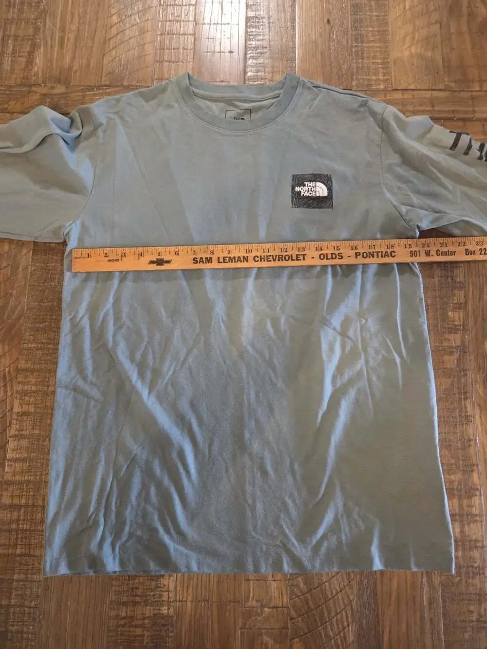 North Face Men's Long-Sleeve Logo Tshirt  grey/blue colorway bold mountain...